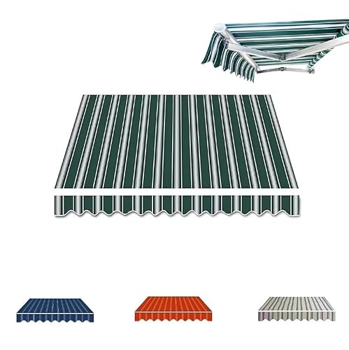 XZSXXAS Markisenstoff 2m 3m 4m 5m 6m Markisenbespannung Canvas Sonnenschutz Markisen Ersatzstoff Einziehbare Markisentuch Ersatz Markise Canvas(Green,4x2.5m(13x8ft)) von XZSXXAS
