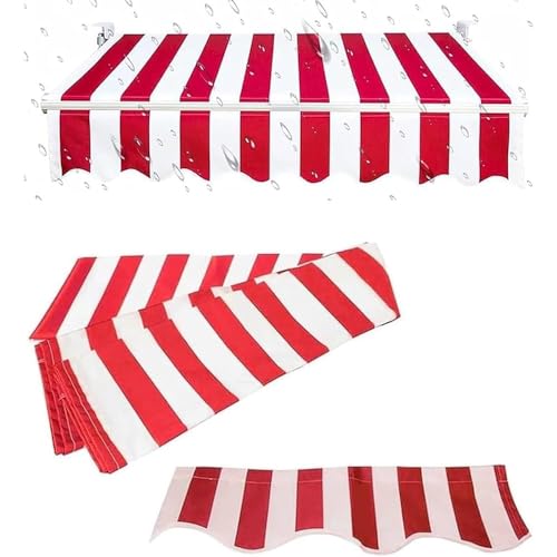 XZSXXAS Markisenstoff Für Einziehbare Klemmmarkise, Außen Markisen Ersatzstoff Aus Polyester, Terrasse Markisenbespannung Balkon Markisentuch(Red White,4x3.0m/13x10ft) von XZSXXAS