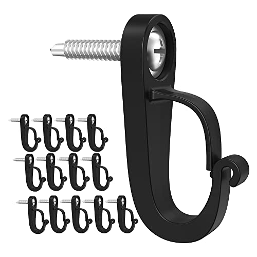 Q-Hanger-Haken, Schraubhaken, für Lichterketten und Garage, Neujahrsparty oder andere hängende Dekorationen für Haus, Sicherheitsschnallen-Design, leicht zu lösen, 28 Stück（Black） (28P-black-DE) von XZUHYE