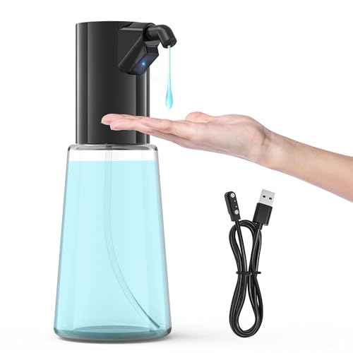 XZUO Automatisch Verstellbarer Seifenspender, 4 einstellbare Stufen berührungsloser Sensor - Flüssigseifenspender, 450 ml elektrischer wiederaufladbarer Handseifenspender 2020 von XZUO LIFE