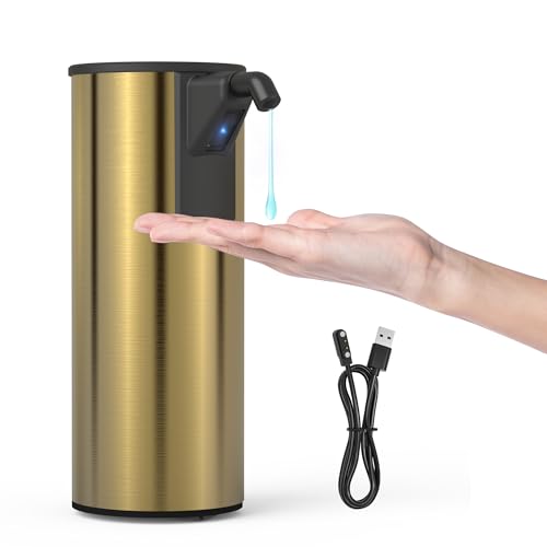 XZUO LIFE Edelstahl Automatischer Seifenspender Wiederaufladbar, 4 einstellbare berührungslose Sensor-Spülmittelpumpe, 350 ml berührungsloser elektrischer Handseifenspender 2011S von XZUO LIFE