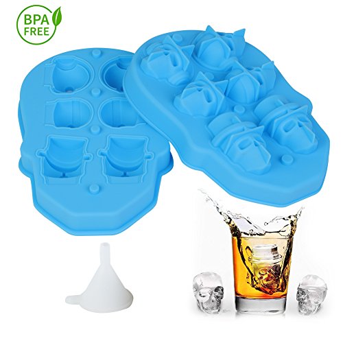 3D Totenkopf Eiswürfelform aus Silikon mit Deckel lebensmittelecht für Party Getränke und DIY Eiswürfel von XZXCVN