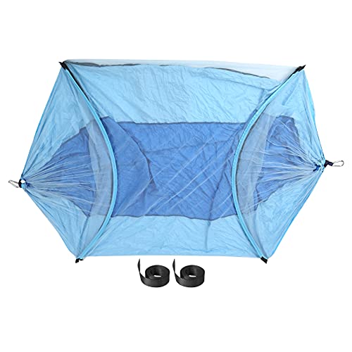 Hängematte Mit Moskitonetz, Outdoor Falthängematte, 260x140cm, Leicht Und Stabil - Anti - Rollover Design, Robustes 210T Nylon, Ideal Für Camping Und Backpacking (Royal Blue Paar hellblau) von XZXCVN