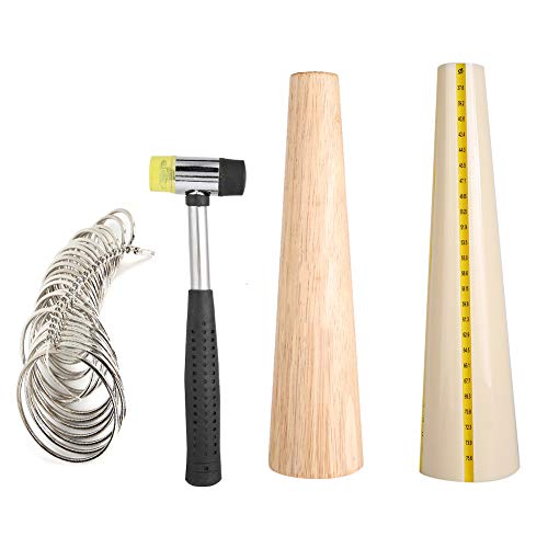 Ringdorn Set 4 - teilig, Ringmaßschablone aus Holz, Schmuckherstellung Werkzeug - Präzises Messen, Ringerweiterer für Schmuckverarbeitung und Reparatur von XZXCVN