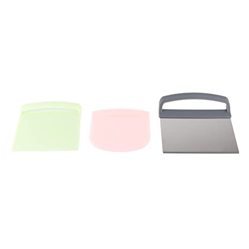 Teigschaber 3 in 1 Design Edelstahl und PP flache Schneidefläche gebogenes Messer multifunktional für Backen und Küchenanwendung von XZXCVN