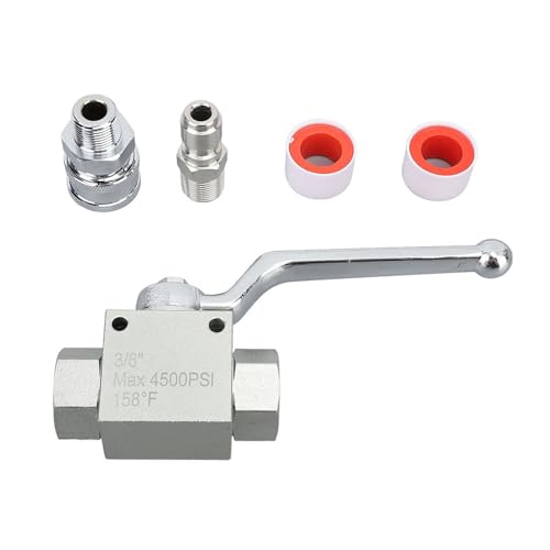 XZXCVN Druckwascherventil Set, Kugelhahn Schnellkupplung, 4500 PSI, 3/8 Zoll, Edelstahl Schlauchzubehör - Langlebig und Korrosionsbeständig, Einfache Installation und Flusskontrolle (3/8 Zoll) von XZXCVN