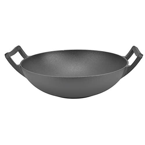 XZXCVN Gusseiserne Grillpfanne 32cm, Dick Wandig, Beschichtungsfrei, Doppelgriff - Vielseitig Einsetzbar, Hohe Wärmespeicherung, Ideal für Gasgrill und Induktion von XZXCVN