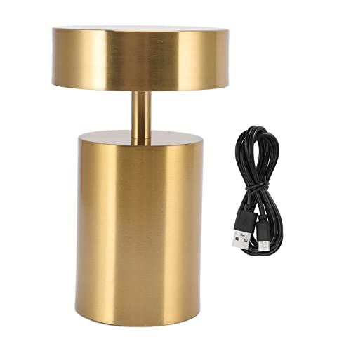 XZXCVN LED Schreibtischlampe Metall Wiederaufladbar 3 Farbtemperaturen Stufenlos Dimmbar Weiches Licht Augenschutz (Gold) von XZXCVN