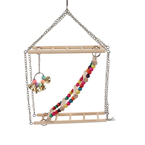 XZXCVN Vogelleiter Swing Spielzeug Holz mehrfarbiger Perlenpapagei Hanging Swing Toy Accessoires für Haustier Vogelkäfig XZXCVN Vogelleiter Swing Spielzeug Holz mehrfarbiger Perlenpapagei Hanging Swing Toy Accessoires für Haustier Vogelkäfig von XZXCVN