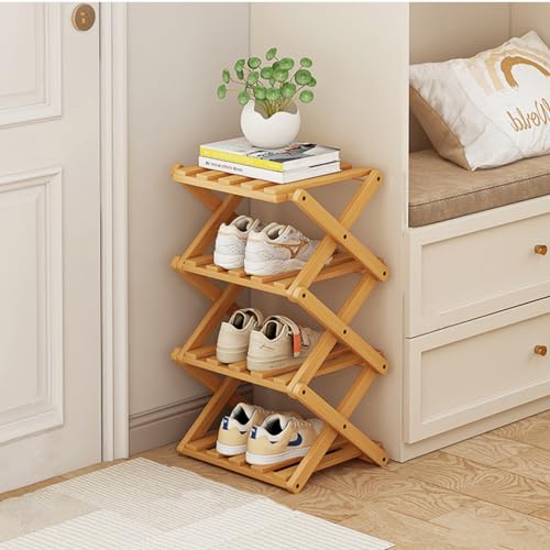 XZXWZX Schuhregal, Bambus Faltbare Schuhe Veranstalter Freistehende Regal für Eingang, Schrank, Schlafzimmer, Flur, | Natural | Funktionale | Multifunktionale Schuhregal (Holzfarbe 4 Schichten XZXWZX Schuhregal, Bambus Faltbare Schuhe Veranstalter Freistehende Regal für Eingang, Schrank, Schlafzimmer, Flur, | Natural | Funktionale | Multifunktionale Schuhregal (Holzfarbe 4 Schichten von XZXWZX