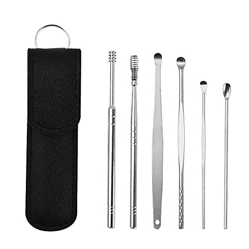 XZincer Innovatives Frühlings-Ohrenschmalz-Reiniger-Werkzeug-Set Ohrenschmalz-Entfernungs-Kit, Ohrenschmalz-Entfernung 6-in-1-Ohrstöpsel-Werkzeuge Wiederverwendbarer Ohrenreiniger (Black, One Size) von XZincer