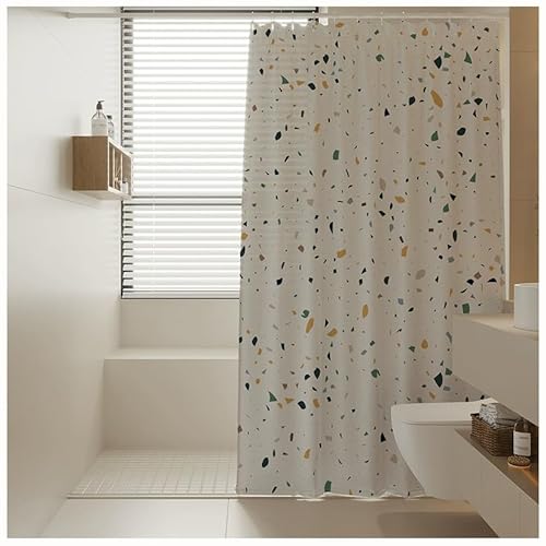XaEjNzwDT duschvorhang Anti schimmel Duschvorhang,Saum Antischimmel, Wasserabweisend, Waschbar Polyester Stoff Badevorhänge mit Ösen für Badezimmer, Badewanne(Color:e,Size:180 * 200cm) von XaEjNzwDT