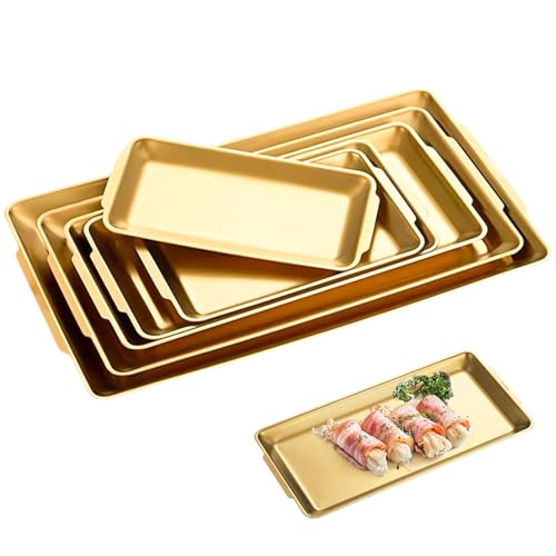 Backblech Set 5-teilig, Edelstahl Rechteckige Backform, Vielseitiges Backformen-Set, Kuchenblech für Ofen, Auflauf, Brownies, Spülmaschinenfest (gold) von Xafrstyu