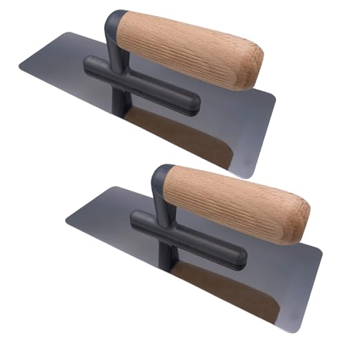 Verputz-Spachtel Set – 2er Pack Edelstahl & Holzgriff Mauerwerks-Spachtel, Auslaufsichere Konstruktion, Erhältlich in 200x80mm und 240x100mm Größen (240x(80)100mm) von Xafrstyu