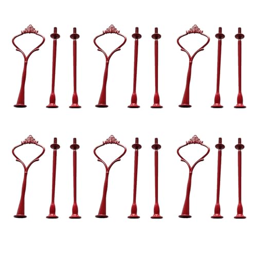 Xafrstyu 6 Pack Etageren Stangen Set, Etageren Stangen, Metallstangen Mittellochausstech, 2 Bis 3 Etage für Hochzeitstorte Tortenständer (Rot) von Xafrstyu