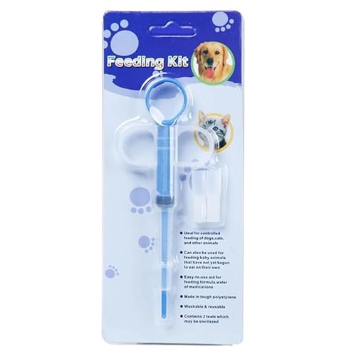1 x Haustier-Spritze, Tablette, Pillenpistole, Pushspender, Medizin, Wasser, Milch, Schlauch, Futterzubehör, Hundezubehör, Katze (1 Stück, blau) von Xailry