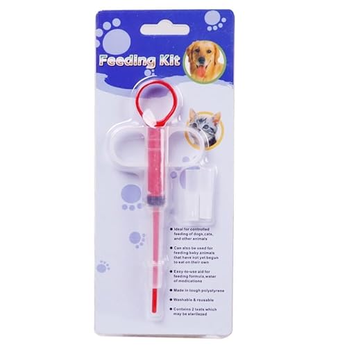 1 x Haustier-Spritze, Tablette, Pillenpistole, Pushspender, Medizin, Wasser, Milch, Schlauch, Futterzubehör, Hundezubehör, Katze (1 Stück, rot) von Xailry