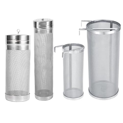 300 Mikron Edelstahl-Filtersieb für hausgemachtes Bierhopfen, mit Haken, Spinne, 15 x 35 cm von Xailry