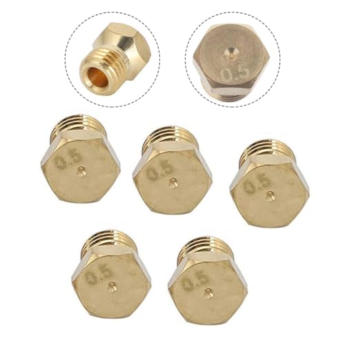 5 x 0,5 mm Messingdüsen für 3D-Drucker, MK8 Extruder-Druckkopf-Ersatzteile von Xailry
