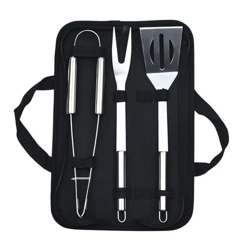 9-teiliges tragbares Grillwerkzeug-Set mit Stoff-Aufbewahrungstasche, Outdoor-Grill-Set, Grill-Set, Spatel, Clip, Spieß, Grillwerkzeuge (3-teiliges Set) von Xailry