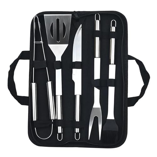 9-teiliges tragbares Grillwerkzeug-Set mit Stoff-Aufbewahrungstasche, Outdoor-Grill-Set, Grill-Set, Spatel, Clip, Spieß, Grillwerkzeuge (5-teiliges Set) von Xailry