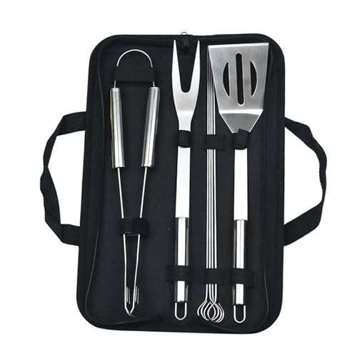 9-teiliges tragbares Grillwerkzeug-Set mit Stoff-Aufbewahrungstasche, Outdoor-Grill-Set, Grill-Set, Spatel, Clip, Spieß, Grillwerkzeuge (7-teiliges Set) von Xailry