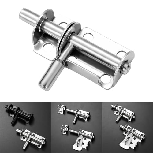 Edelstahl-Türriegel, robuster Zylinderriegel für Tür, Fenster, Badezimmer, Schrank, Torsicherheit, Silber mit Schrauben (Silber B) von Xailry