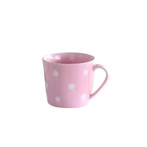 Niedliche 200 ml gepunktete Kaffeetassen, Milchbecher, Keramik, kreativer Saft, Wasserbecher, Heimtrinkgeschirr, Rot, Rosa, Kawaill Office (Rosa) von Xailry