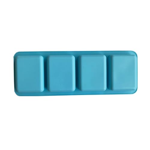 Silikonform mit 4 Löchern, oval, rund, quadratisch, für Seife, Wachs, Kerzen, Kuchen, Werkzeuge, hausgemachte Form, Dekoration (quadratisch-012blau) von Xailry