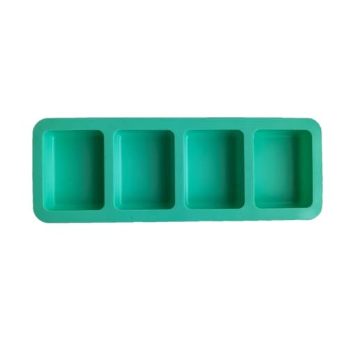 Silikonform mit 4 Löchern, oval, rund, quadratisch, für Seife, Wachs, Kerzen, Kuchen, Werkzeuge, hausgemachte Form, Dekoration (quadratisch-013grün) von Xailry