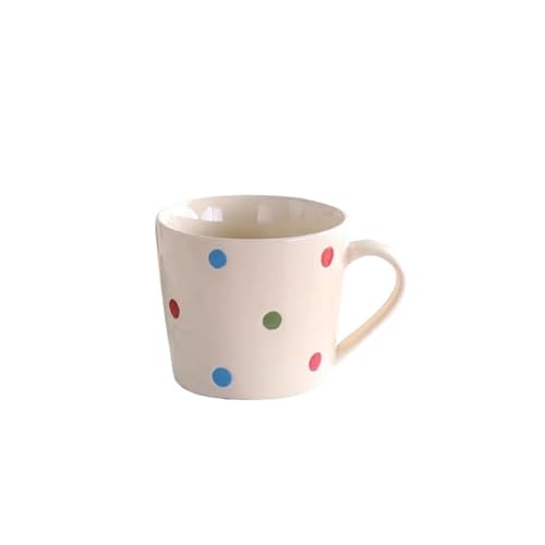 Süße 200 ml gepunktete Kaffeetassen Milchbecher Keramik Kreative Saft-Wasserbecher Home Drinkware Rot Rosa Kawaill Büro (Beige) von Xailry