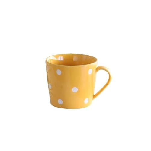 Süße 200 ml gepunktete Kaffeetassen Milchbecher Keramik Kreative Saft-Wasserbecher Home Drinkware Rot Rosa Kawaill Büro (Gelb) von Xailry