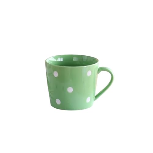 Süße 200 ml gepunktete Kaffeetassen Milchbecher Keramik Kreative Saft-Wasserbecher Home Drinkware Rot Rosa Kawaill Büro (Grün) von Xailry