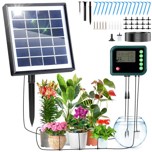 Solar Bewässerungssystem Automatische BewäSserung Modi, Bewässerungssystem Garten Balkon with Tropfschlauch für 15 Topfpflanzen, Regler mit LCD, Tröpfchenbewässerungsbausätze für Gewächshaus (IC018) Solar Bewässerungssystem Automatische BewäSserung Modi, Bewässerungssystem Garten Balkon with Tropfschlauch für 15 Topfpflanzen, Regler mit LCD, Tröpfchenbewässerungsbausätze für Gewächshaus (IC018) von Xakay