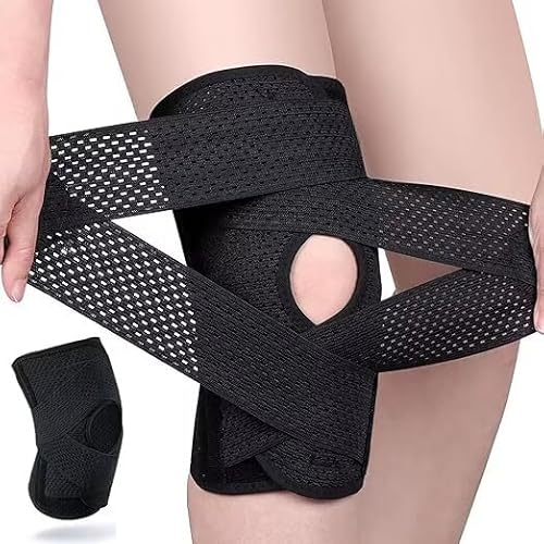 Patellonn Haltungshelfer Patella Kniebandage – Verstellbare Knieorthese mit Silikon-Polster, Doppelfeder-Stabilisator & Kompressionsgurt für Sport, Laufen, Wandern & Fitness (Schwarz X2,L) von Xalveria