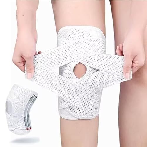 Patellonn Haltungshelfer Patella Kniebandage – Verstellbare Knieorthese mit Silikon-Polster, Doppelfeder-Stabilisator & Kompressionsgurt für Sport, Laufen, Wandern & Fitness (Weiß X1,M) von Xalveria