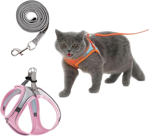 Serenosolee CatVenturPro | Bequemes Katzengeschirr & Hundegeschirr Set – Verstellbares No-Pull Brustgeschirr für Kleine Hunde & Katzen, Ideal für Spaziergänge und Training (Rosa,S) von Xalveria