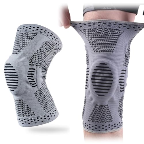 Xalveria Roteliees KnieLifePro - Kompressions-Kniebandage für Damen & Herren – Rutschfest, Atmungsaktiv & Stabile Unterstützung für Sport & Alltag (Grau,M*1PCS) von Xalveria