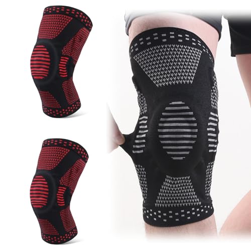 Xalveria Roteliees KnieLifePro - Kompressions-Kniebandage für Damen & Herren – Rutschfest, Atmungsaktiv & Stabile Unterstützung für Sport & Alltag (Rot,M*2PCS) von Xalveria
