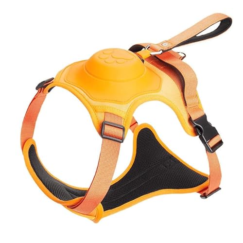 ZuckerPfote 2-in-1 Hundegeschirr für große & kleine Hunde – Verstellbar, sicher und bequem mit 130 cm Leine – Ideal für Spaziergänge, Training und Reisen (Orange,M-[geeignet für 7-15KG]) von Xalveria