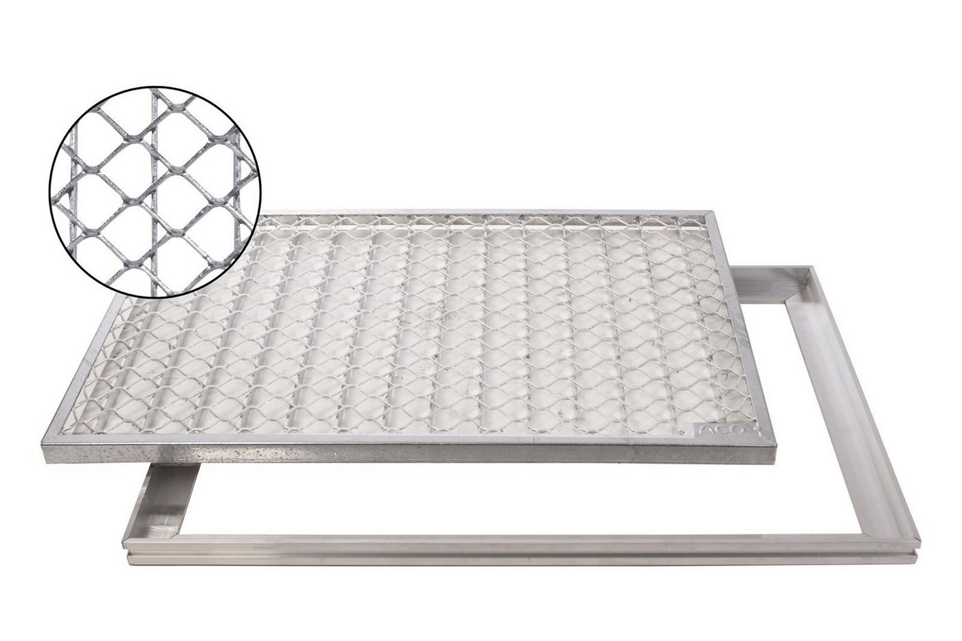 Fußmatte ACO 60x40cm Streckmetall Gitterrost mit ALU Einbaurahmen Zarge Eingangsrost Schuhabstreifer, Xanie, rechteckig, Höhe: 26 mm, geeignet für den Innenbereich und Außenbereich von Xanie