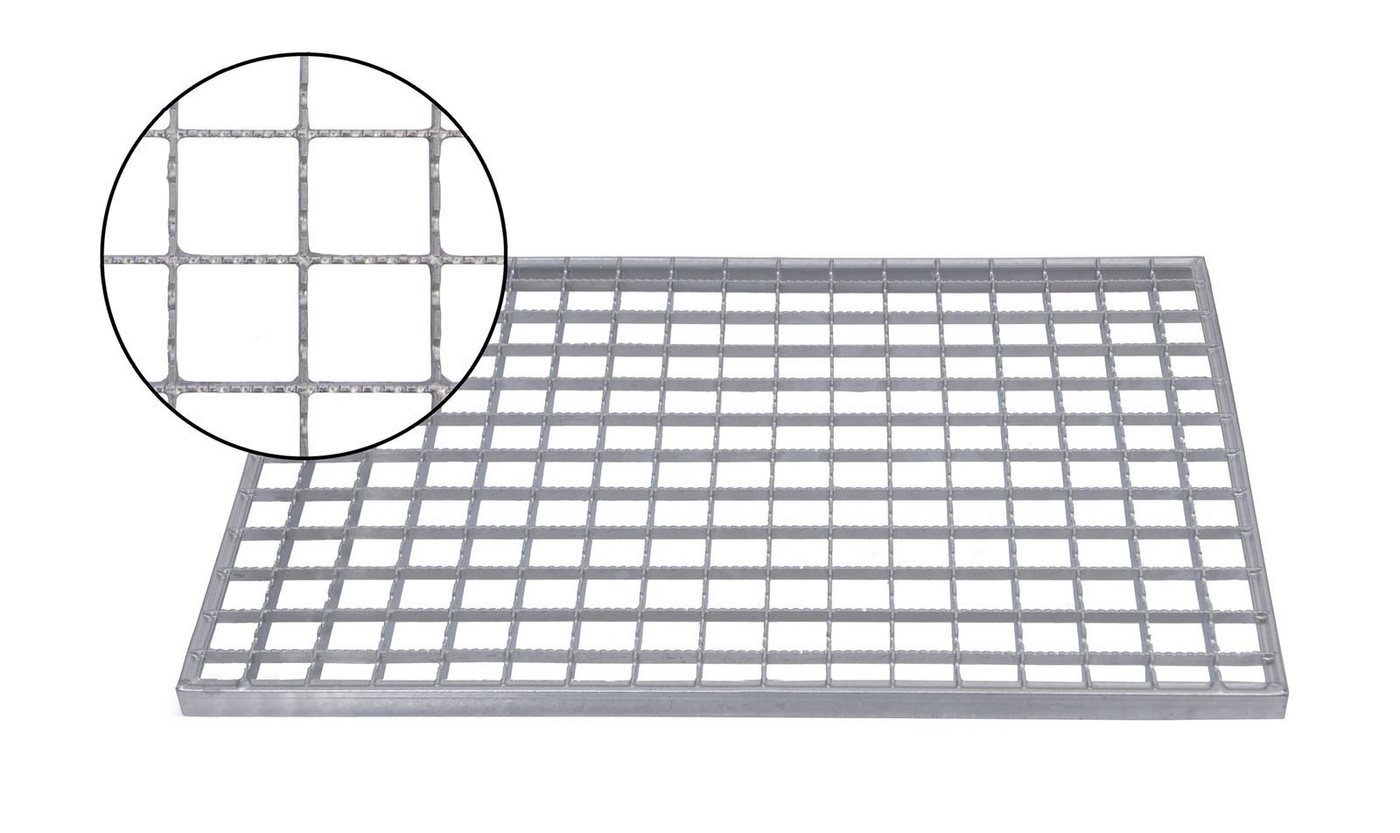 Fußmatte Gleitschutz Gitterrost 59x39x2cm Maschenrost 30/30 Eingangsrost Normrost rutschhemmend verzinkt, Xanie, rechteckig, Höhe: 20 mm, widerstandsfähig und langlebig, robust und begehbar mit Gleitschutz von Xanie