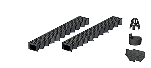 2x1m ACO Hexaline 2.0 Entwässerungsrinne mit Microgrip Stegrost Ablauf vertikal Bodenrinne Terrassenrinne von Xanie