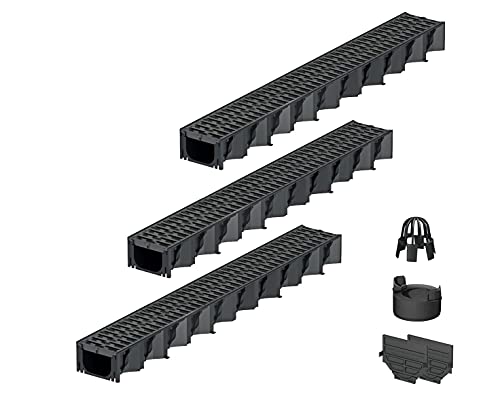3x1m ACO Hexaline 2.0 Entwässerungsrinne mit Microgrip Stegrost Ablauf vertikal Bodenrinne Terrassenrinne von Xanie