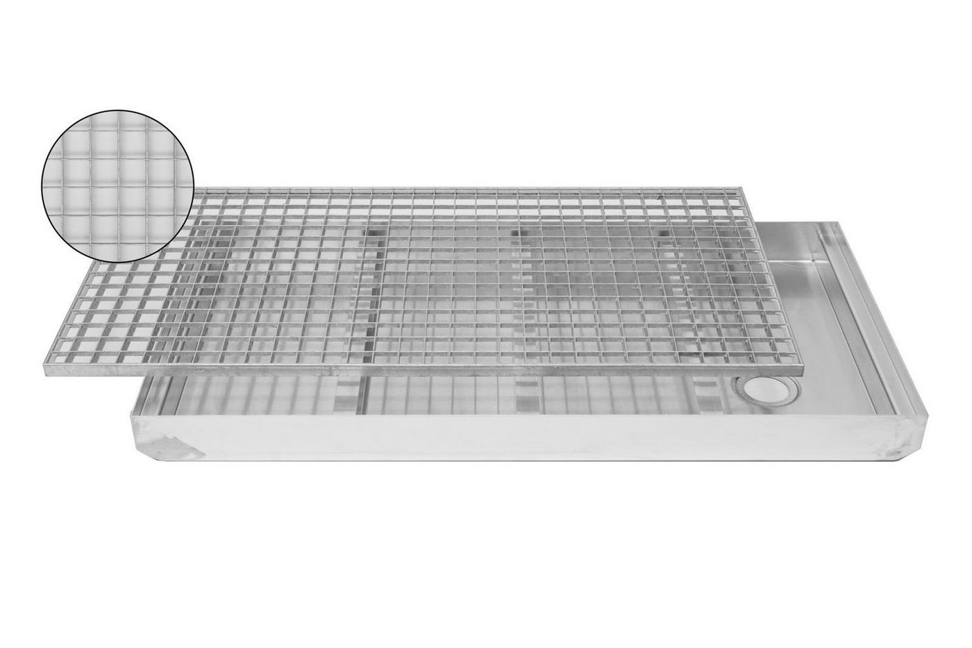 Fußmatte Gitterrost Maschenrost 100x50cm MW 30/30 + Emco ALU Bodenwanne Eingangsrost mit Wanne, Xanie, rechteckig, Höhe: 80 mm von Xanie