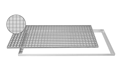 Gitterrost 100x50cm Maschenrost mit ALU Einbaurahmen Zarge Eingangsrost Schuhabstreifer von Xanie