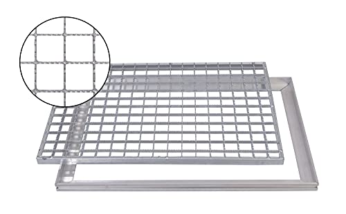 Gleitschutz Gitterrost 100x50cm Maschenrost 30/30 mit ACO ALU Einbaurahmen Zarge Schuhabstreifer von Xanie