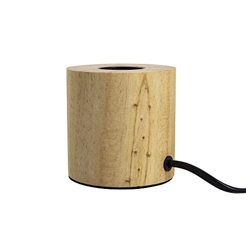 Cylindrical table lamp in wood, E27 base compatible, IP20, 60W max wattage von Xanlite
