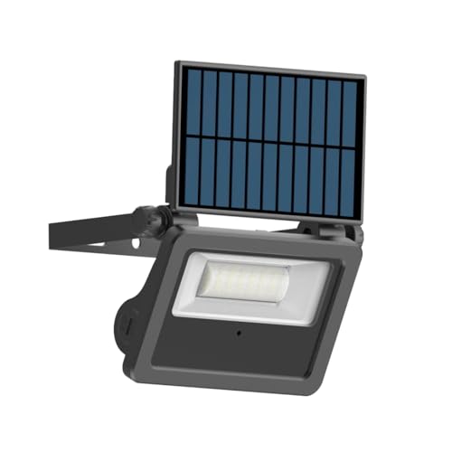 Solar compact black LED wall floodlight, IP54 motion detector, 1600 lumens, 5000 K, cool white von Xanlite