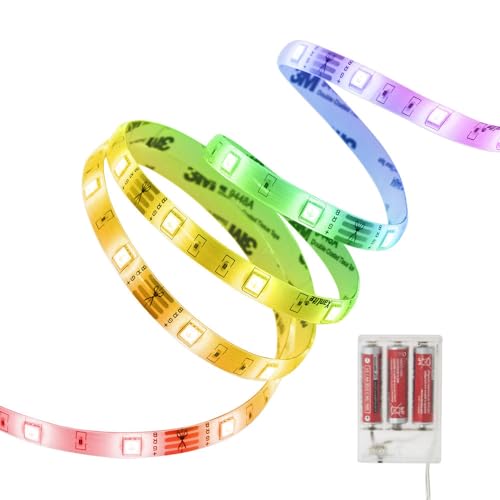 Xanlite LSAK1PIRVB LED-Lichtband, 3 Batterien im Lieferumfang enthalten, 1 Meter, 345 Lumen, Leuchtdauer 28 Stunden, Befestigung durch Klebstoff, mehrfarbig, 20 Variationen, Weiß von Xanlite